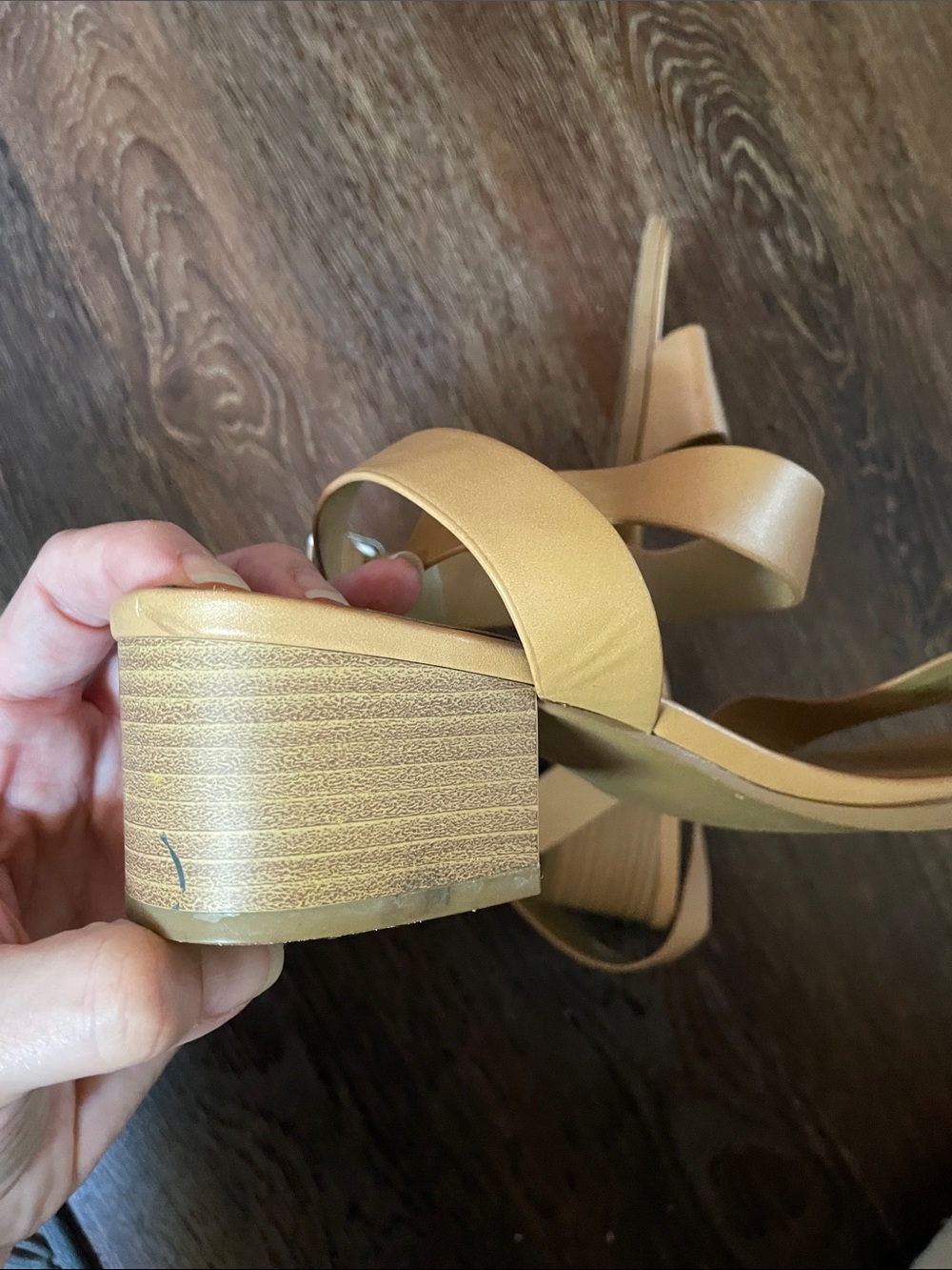 Tan Strappy Block Heel Sandals - Picture 3 of 7